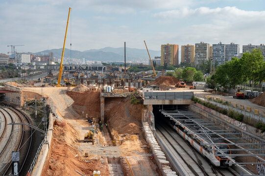 Photograph of the train works in Barcelona