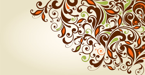 Luxurious floral batik background. Floral decoration curls illustration. Hand drawn paisley pattern elements. Vintage ornament, pattern.