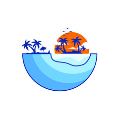 Summer logo design template vector illustration. beach logo icon.