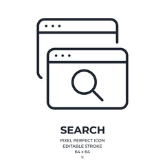 Web search concept editable stroke outline icon isolated on white background flat vector illustration. Pixel perfect. 64 x 64.