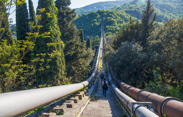 GENOA, ITALY, MAY 8 2021 - Ponte Sifone sul Velino (The Siphon bridge) belongs to the ancient...