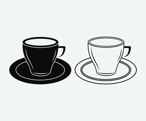 Coffee and tea cup Printable Vector Illustration. coffee and tea cup vector, coffee and tea cup Clipart, coffee cup Symbol, icon, Logo