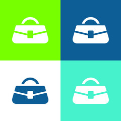 Bag Flat four color minimal icon set