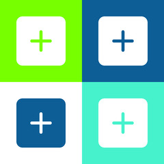 Adding Black Square Button Interface Symbol Flat four color minimal icon set
