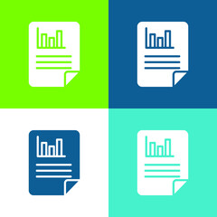 Analytics Flat four color minimal icon set