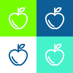 Apple Outline Flat four color minimal icon set