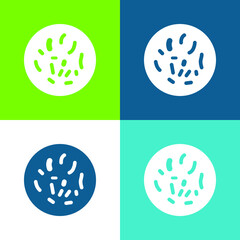 Bacteria Circle Flat four color minimal icon set