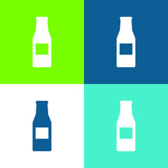 Beer Bottle Flat four color minimal icon set