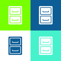 Archive Furniture Of Two Drawers Flat four color minimal icon set