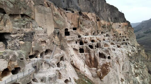 The old cave city of Vardzia in the rock. Historical heritage of Georgia