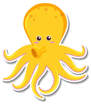 Cute octopus cartoon character sticker