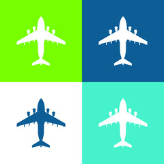 Airplane Flat four color minimal icon set