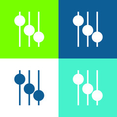 Audio Mixer Controls Flat four color minimal icon set