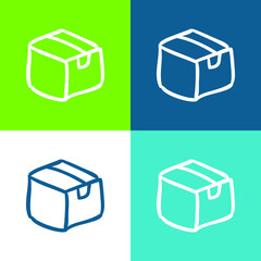 Archive Box Outlined Hand Drawn Tool Flat four color minimal icon set