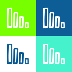 Bars Graphic Hand Drawn Outlines Flat four color minimal icon set