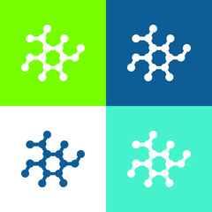Biology Shape Flat four color minimal icon set