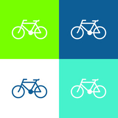 Bicycle Flat four color minimal icon set