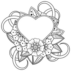Mehndi flower for henna, mehndi, tattoo, decoration. decorative ornament in ethnic oriental style. doodle ornament. coloring book page.