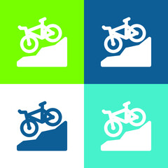 Bike Flat four color minimal icon set