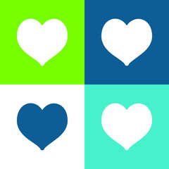 Black Heart Shaped Flat four color minimal icon set