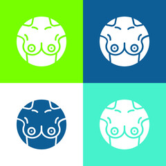 Breast Flat four color minimal icon set