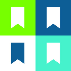 Bookmark Tag Flat four color minimal icon set