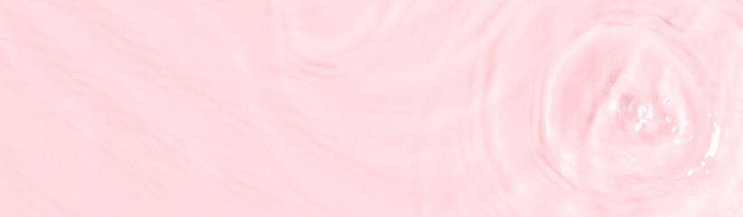 Pink water surface color background with ripples, circles and drops web banner