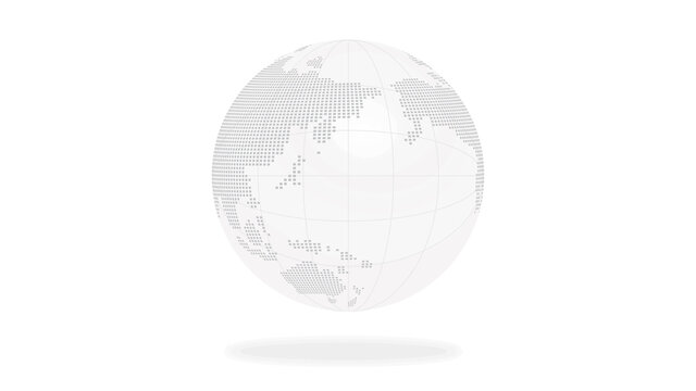 浮かぶ白いクリスタル地球儀、簡略イラスト。デジタルイメージ（日本列島中央）