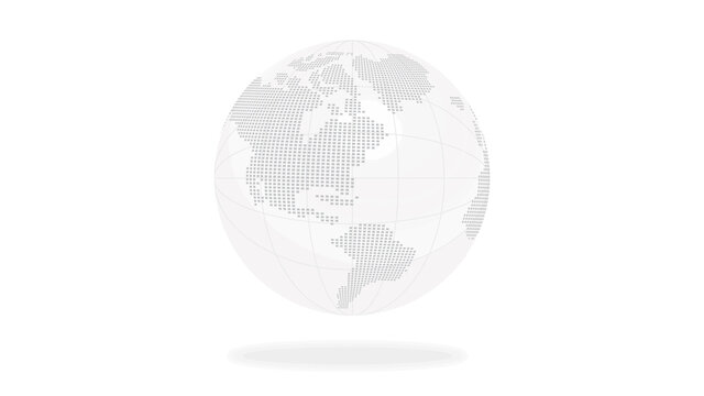 浮かぶ白いクリスタル地球儀、簡略イラスト。デジタルイメージ（アメリカ大陸中央）