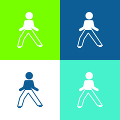 Boy In Defense Position Flat four color minimal icon set
