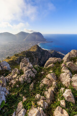 An Evening on Monte Pellegrino mountain near Palermo on Sicily in Italy, Europe