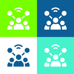 Account Flat four color minimal icon set