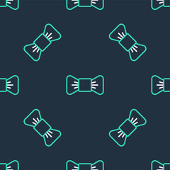 Line Bow tie icon isolated seamless pattern on black background. Vector