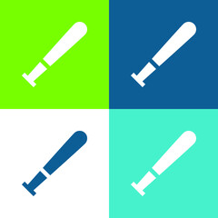 Baseball Bat Flat four color minimal icon set