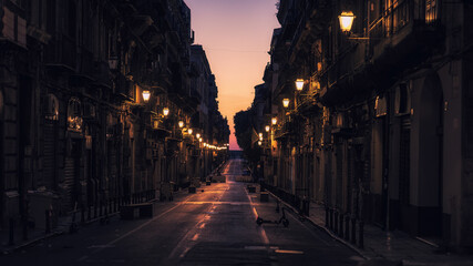 Fototapeta na wymiar Palermo City at Night in Sicily in Italy, Europe, near Teatro Massimo Opera House