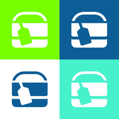 Bag With Tag Flat four color minimal icon set