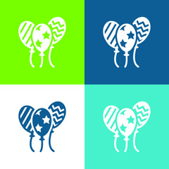 Balloon Flat four color minimal icon set