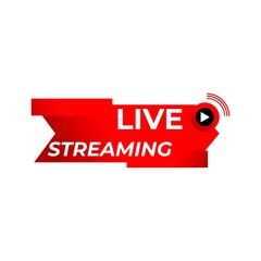 Live Streaming Icon, Badge, Emblem for broadcasting or online tv stream. A vector in material, flat, design style.