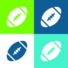 American Football Flat four color minimal icon set