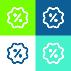 Badge Flat four color minimal icon set
