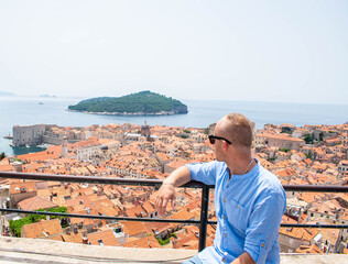 Visitors in Dubrovnik old city. Dubrovnik city walls, one of the world heritage