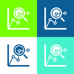 Analytics Flat four color minimal icon set