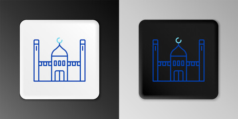 Line Muslim Mosque icon isolated on grey background. Colorful outline concept. Vector