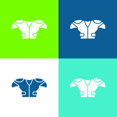 American Football Player Black T Shirt Cloth Flat four color minimal icon set