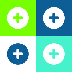 Obraz premium Add Round Button Flat four color minimal icon set
