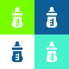 Baby Bottle Flat four color minimal icon set