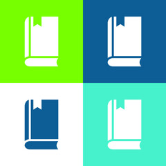 Book Flat four color minimal icon set