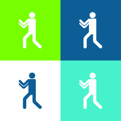 Boxing Silhouette Flat four color minimal icon set