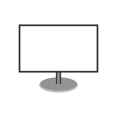 Realistic black modern thin frame display computer monitor vector illustration.