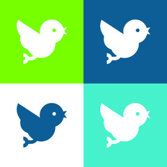 Bird Flat four color minimal icon set
